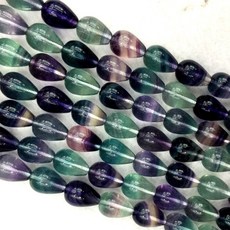 정품 천연 무지개 보라색 녹색 fluorite 세미 귀중 한 돌 목걸이 팔찌 눈물 비즈 15 "05890|구슬|