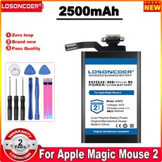 매직마우스2 애플 매직마우스 LOSONCOER 2500mAh A1672 020-00634 Apple Magic Mouse 2 무선 마우스 용 배, 한개옵션0,
