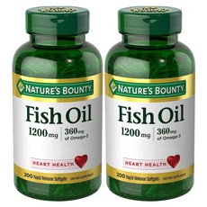 Nature's Bounty 네이처스바운티 피쉬오일 오메가 3 1200mg 200정 2팩, 1개