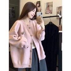 옌츠 여성 숏 봄 스웨터 코트 심플 큐트 코디 니트 코트 z