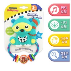 8개월유아 아기 청각발달 멜로디 아기너구리 딸랑이 소근육 손주선물