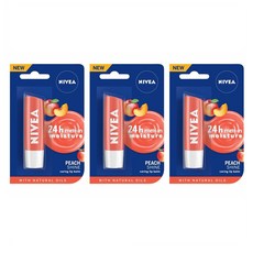 니베아 립밤 복숭아 샤인 과일향 립케어 3팩 Nivea Lip Balm Fruity Shine PEACH 3 Pack, 단일상품
