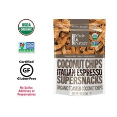 Made In Nature 비 GMO 채식 슈퍼 스낵 자연 유기농 이탈리안 스프레소 토스트 코코넛 칩 9oz 제, 선택, 상세설명참조