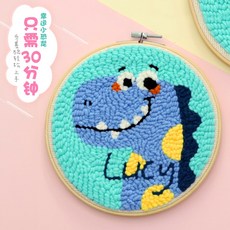 데코용품 러시아 수공 수놓은 diy제작 재료가방 액자 장식품 장식, T06-행운 아기공룡 자수+수업 동영상+스탬프
