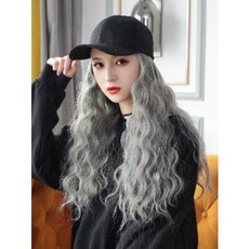여자삭발 모자 가발 가채 항암 암환자 가발모자 일체형 패션 웨이브 롱 포마드 옥수수, 02 벚꽃 가루