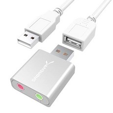 Sabrent 알루미늄 USB 외장 스테레오 사운드 어댑터 / Windows & Mac용 플러그 앤 플레이용 드라이버 필요 없음 [실버] (AU-EMAC), Silver, 1개