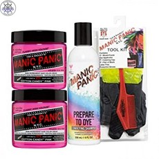 [ MANIC PANIC ] 매니닉 공황 면화 사탕 핑크 헤어 염료 (2 팩) 묶음 샴푸 및 헤어 염료 도구 키트를 분명히 준비, 1개