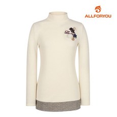 [올포유] 여성 기모 자수 포인트 하이넥 티셔츠 AWTHI8154-102_G