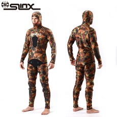 남자웻수트 slinx 5mm 네오프렌 camouflage wetsuit with hood cap hat 2 piece tankinis split body camo 다이버 스쿠버