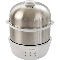 HOME MARVEL 全不鏽鋼2層多功能蒸蛋器 白色, HMBEK-10