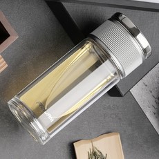 티텀블러 이중유리 보틀 300ML 실버 투명, 1개