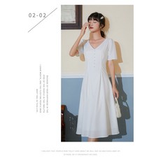 사운즈 진주단추 5부소매 웨딩스냅 원피스 (셀프웨딩드레스 돌잔치 브라이덜샤워)
