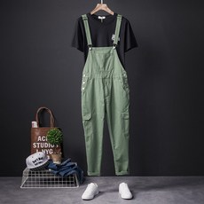 멜빵 더우인동일제품 위아래연결된 캐주얼 바지 남성 하라주쿠 일본스타일 포켓 작업복 남녀