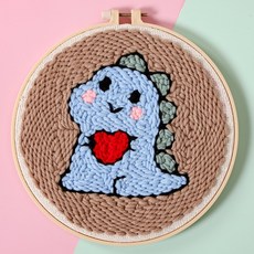 띠별 동물 펀치니들 프랑스자수 커플 DIY 선물 펀칭니들 러그 방석 대신 액자 초보, (몬스터03)재료가방+스탬프침 배달+나무틀