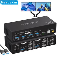 넥시 4K 2포트 HDMI KVM 스위치 NX7302KVM-4K 상품 이미지