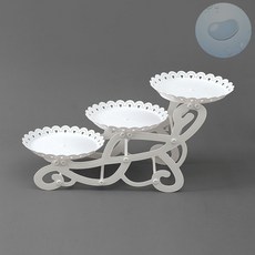 SOCEAN 꽃잎 3단 계단 접시 스탠드 트레이 화이트 다과 트레이 간식 테이블 홈파티 디저트 접시 케 스탠드 웰컴디쉬 그릇 파티 식기 핑거푸드 트레이 과일 플레이팅 케이터링 용기