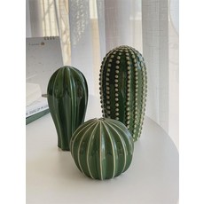 애니 가든 무역 주문 홈펜션 호텔 크리에이티브 데코레이션 도자기 선인장 소품, 한 벌(3개)