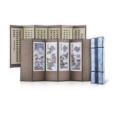 남원목기미니멀옥비단반야산수화6폭병풍