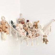 Sasa Hanging Stuffed Animal Storage - Boho Chic Toy Hammock for Stuffed Animals - Macrame Stuffed A, 1개, Organic Cream - 오가닉스포리지