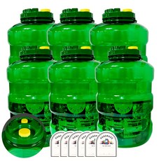 홀스파워 PET 페트 과실주통 담금주 매실 원형 뉴그린 + 네임택, 6개, 30L
