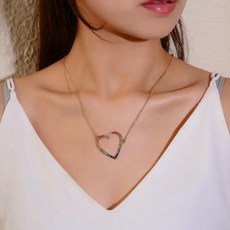 여성을위한 다채로운 사랑의 하트 펜던트 목걸이 중공 쇄골 체인 목걸이 진술 목걸이 쥬얼리 도매 Collares|펜던트 목걸이|