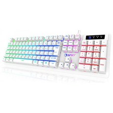 NPET 게이밍 키보드 LED 백라이트 7 색 방수 usb 26 키 방지 충돌 키보드 각도 조절 2 년간 무상 품질 보증 키캡 풀러있는 화이트, 단일상품, 단일상품