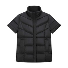 반팔패딩 여성 경량 보온 퀼팅 오리털 민소매 오버핏, 1개, 7. 6XL 160-175파운드 블랙