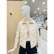 [케네스레이디] (E420) N 구스다운 천연 밍크 칼라넥 레더 점퍼 (EODJMJ5300)