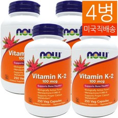 Now Foods 비타민 K-2 100mcg 베지 캡슐, 250정, 4병