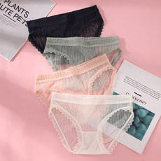 글로벌오케몰 레이스팬티 남극인 여성 순면 코튼 밑위 여름 얇은 타입 실얼음 배기 삼각팬티 섹시 헴라인 소녀 생