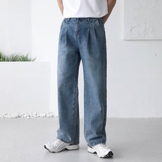 와이드 핀턱 청바지