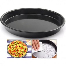피자 팬 10인치 논스틱 피자 팬 오븐용 카본 스틸 피자 팬 230℃/450 ℉의 최대 온도 저항 식기 세척기 안전(1인치 10인치), 10 inches, 1, 1개