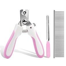 Cat nail clipper and cat dog free nail file and over cutting for comb Cutting stainless ste (Pink), Pink