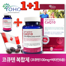 [1+1 할인행사] 요호 코엔자임Q10 코큐텐 복합제 코큐탠 500mgX90캡슐 3개월분 비타민 직장인 성인 부모님 효도 선물 영양제, 요호코큐텐 복합제(90캡슐) x 2
