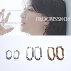 실버사각링귀걸이