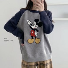 미키나그랑 니트티셔츠)디즈니정품 나그랑니트티 미키마우스전신 MICKEY 미키니트 프린팅
