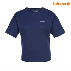 라푸마 여성 네이비 매쉬 면혼방 라운드 티셔츠 세미 오버핏 LFTS8B822N2