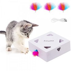 ibowee Updated Cat Toys USB Rechargeable Interactive Kitten Toy with Rotating F, One Color_One Size, One Color