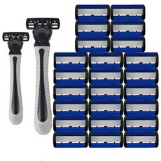 남성용 클래식 6 레이어 안전 면도기 여성 제모 면도날 면도기, 2 holder 24 blades, 10) 2 holder 24 blades