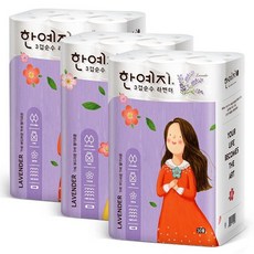 한예지 라벤더 천연펄프 3겹데코 화장지 30롤 x 3팩, 기타