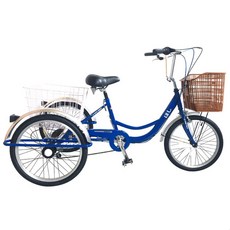 [지멘스 자전거]지멘스 성인삼륜자전거 호시20 시마노7단 바구니 완전조립출고 자전거, 165cm, 호시_블루/크롬(무료조립)