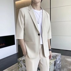 캐주얼 반팔 수트 남성 재킷 결혼식 여름 세트 하객룩