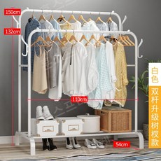 행거 조립식 옷장 벽 드레스룸 튼튼한 이동식 정리함 옷걸이 선반 스탠드 철제 인테리어 행거, H.110와이드-흰색[나무가지가있는이중기둥]