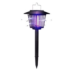가든야드 버그 재퍼 라이트 태양열 모기 킬러 램프 다기능 아웃도어 2-in-1 UV/LED 라이트 조립이 용이함, 1개