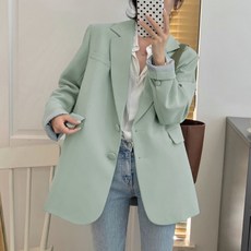 루즈핏 여성 자켓 투버튼 싱글 베이직 데일리 아우터