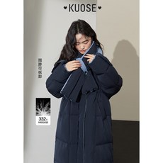 KUOSE 쿠오세 디자인감의 네이비 롱 오버슬 다운 재킷 여성 2022 가을/겨울 두툼한 아우터