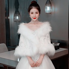 퍼 케이프 여성 외 매치 웨딩드레스 숄 보온 결혼 모조모피 화이트