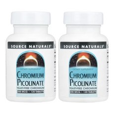 Source Naturals 소스내추럴스 크롬 피콜리네이트 200mcg 테블릿, 120정, 2개, 120정