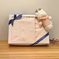 압소바 가볍고 편한 배냇저고리 가운 !![F/W 용띠 내의2종 세트 ]!!키투 내의*AZD103D1(핑크)//미룡막대딸랑이 따뜻한 오가닉 내의 임신 출산 선물