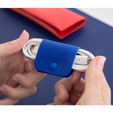 케이블홀더 가죽 케이블타이 컴퓨터 선 전선 정리 가죽 케이블 usb 이어폰 정리, 로얄 블루, 1개